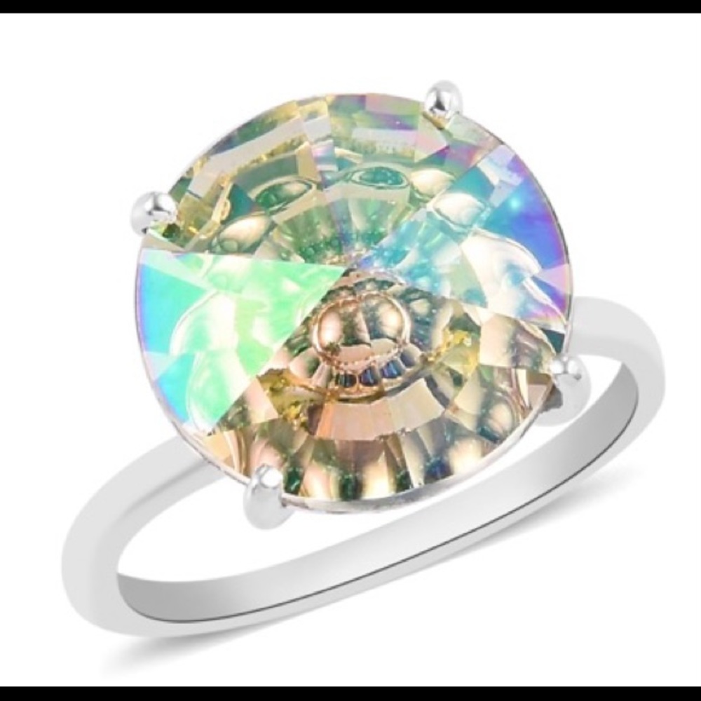 Swarovski Flower Cut Crystal Sterling Silver Ring